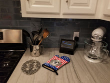 Load image into Gallery viewer, American Flag and Gray Silver Shih Tzu Oven Mitt BB2180OVMT