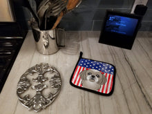 Load image into Gallery viewer, American Flag and Gray Silver Shih Tzu Pot Holders - Set of 2 - Heat-Resistant Kitchen Essentials BB2180PTHD