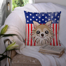 Load image into Gallery viewer, American Flag and Chihuahua Throw Pillow - 14x14 Decorative Pillow – Art for Your Home &amp; Patio BB2181PW1414
