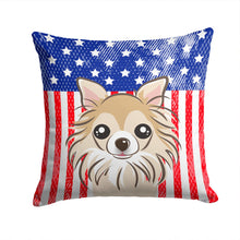 Load image into Gallery viewer, American Flag and Chihuahua Throw Pillow - 14x14 Decorative Pillow – Art for Your Home &amp; Patio BB2181PW1414
