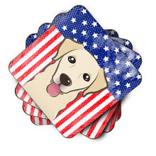 Load image into Gallery viewer, American Flag and Golden Retriever Foam Coaster