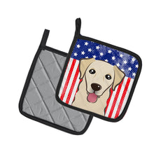 Load image into Gallery viewer, American Flag and Golden Retriever Pot Holders - Set of 2 - Heat-Resistant Kitchen Essentials BB2182PTHD