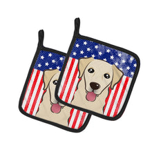Load image into Gallery viewer, American Flag and Golden Retriever Pot Holders - Set of 2 - Heat-Resistant Kitchen Essentials BB2182PTHD