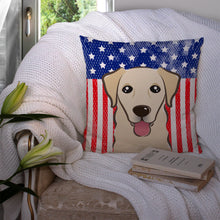 Load image into Gallery viewer, American Flag and Golden Retriever Throw Pillow - 14x14 Decorative Pillow – Art for Your Home &amp; Patio BB2182PW1414