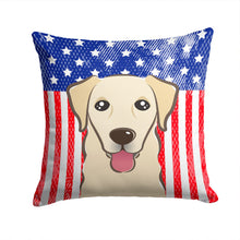 Load image into Gallery viewer, American Flag and Golden Retriever Throw Pillow - 14x14 Decorative Pillow – Art for Your Home &amp; Patio BB2182PW1414