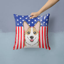Load image into Gallery viewer, American Flag and Sable Corgi Throw Pillow - 14x14 Decorative Pillow – Art for Your Home &amp; Patio BB2183PW1414