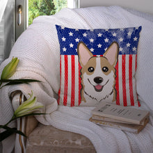 Load image into Gallery viewer, American Flag and Sable Corgi Throw Pillow - 14x14 Decorative Pillow – Art for Your Home &amp; Patio BB2183PW1414