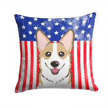 Load image into Gallery viewer, American Flag and Sable Corgi Throw Pillow - 14x14 Decorative Pillow – Art for Your Home &amp; Patio BB2183PW1414