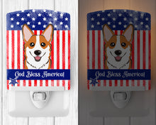 Load image into Gallery viewer, American Flag and Red Corgi Ceramic Night Light BB2184CNL