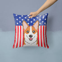 Load image into Gallery viewer, American Flag and Red Corgi Throw Pillow - 14x14 Decorative Pillow – Art for Your Home &amp; Patio BB2184PW1414