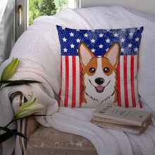 Load image into Gallery viewer, American Flag and Red Corgi Throw Pillow - 14x14 Decorative Pillow – Art for Your Home &amp; Patio BB2184PW1414