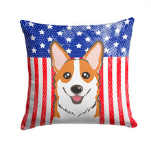 Load image into Gallery viewer, American Flag and Red Corgi Throw Pillow - 14x14 Decorative Pillow – Art for Your Home &amp; Patio BB2184PW1414