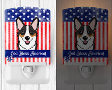 Load image into Gallery viewer, American Flag and Tricolor Corgi Ceramic Night Light BB2185CNL
