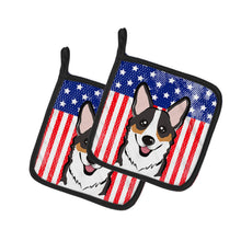 Load image into Gallery viewer, American Flag and Tricolor Corgi Pot Holders - Set of 2 - Heat-Resistant Kitchen Essentials BB2185PTHD