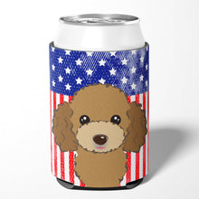 Load image into Gallery viewer, American Flag and Chocolate Brown Poodle Can or Bottle Hugger BB2186CC