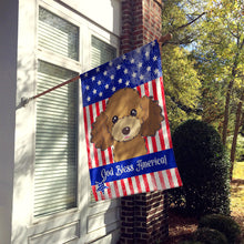 Load image into Gallery viewer, God Bless American Flag with Chocolate Brown Poodle Flag Canvas House Size BB2186CHF