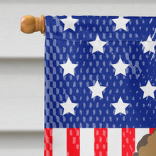 Load image into Gallery viewer, God Bless American Flag with Chocolate Brown Poodle Flag Canvas House Size BB2186CHF