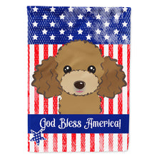 Load image into Gallery viewer, God Bless American Flag with Chocolate Brown Poodle Flag Canvas House Size BB2186CHF