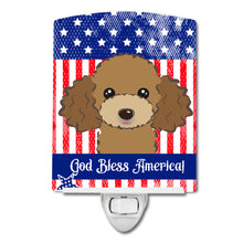 Load image into Gallery viewer, American Flag and Chocolate Brown Poodle Ceramic Night Light BB2186CNL