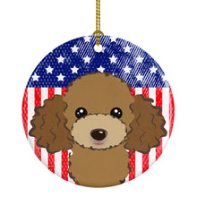 Load image into Gallery viewer, American Flag and Chocolate Brown Poodle Ceramic Ornament BB2186CO1