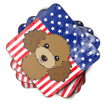 Load image into Gallery viewer, American Flag and Chocolate Brown Poodle Foam Coaster