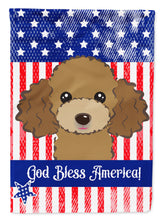 Load image into Gallery viewer, God Bless American Flag with Chocolate Brown Poodle Garden Flag – Decorative Outdoor Yard Flag BB2186GF