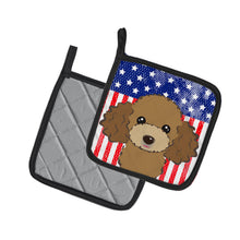 Load image into Gallery viewer, American Flag and Chocolate Brown Poodle Pot Holders - Set of 2 - Heat-Resistant Kitchen Essentials BB2186PTHD
