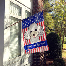 Load image into Gallery viewer, God Bless American Flag with White Poodle Flag Canvas House Size BB2187CHF