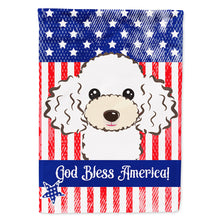 Load image into Gallery viewer, God Bless American Flag with White Poodle Flag Canvas House Size BB2187CHF