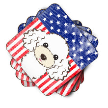 Load image into Gallery viewer, American Flag and White Poodle Foam Coaster