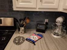 Load image into Gallery viewer, American Flag and White Poodle Oven Mitt BB2187OVMT