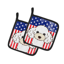 Load image into Gallery viewer, American Flag and White Poodle Pot Holders - Set of 2 - Heat-Resistant Kitchen Essentials BB2187PTHD