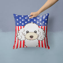 Load image into Gallery viewer, American Flag and White Poodle Throw Pillow - 14x14 Decorative Pillow – Art for Your Home &amp; Patio BB2187PW1414