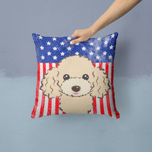 Load image into Gallery viewer, American Flag and Buff Poodle Throw Pillow - 14x14 Decorative Pillow – Art for Your Home &amp; Patio BB2188PW1414