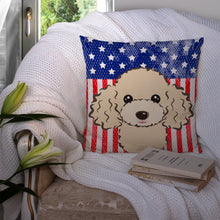 Load image into Gallery viewer, American Flag and Buff Poodle Throw Pillow - 14x14 Decorative Pillow – Art for Your Home &amp; Patio BB2188PW1414
