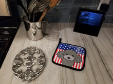 Load image into Gallery viewer, American Flag and Silver Gray Poodle Pot Holders - Set of 2 - Heat-Resistant Kitchen Essentials BB2189PTHD