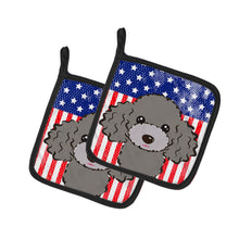 Load image into Gallery viewer, American Flag and Silver Gray Poodle Pot Holders - Set of 2 - Heat-Resistant Kitchen Essentials BB2189PTHD