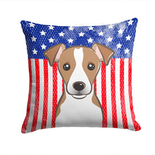 Load image into Gallery viewer, American Flag and Jack Russell Terrier Throw Pillow - 14x14 Decorative Pillow – Art for Your Home &amp; Patio BB2190PW1414