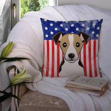 Load image into Gallery viewer, American Flag and Jack Russell Terrier Throw Pillow - 14x14 Decorative Pillow – Art for Your Home &amp; Patio BB2191PW1414