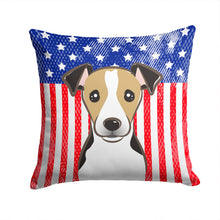 Load image into Gallery viewer, American Flag and Jack Russell Terrier Throw Pillow - 14x14 Decorative Pillow – Art for Your Home &amp; Patio BB2191PW1414