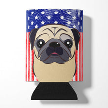 Load image into Gallery viewer, American Flag and Fawn Pug Can or Bottle Hugger BB2192CC