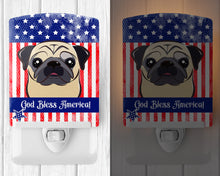 Load image into Gallery viewer, American Flag and Fawn Pug Ceramic Night Light BB2192CNL