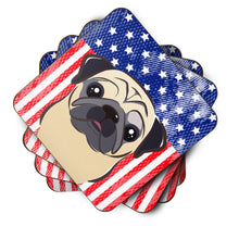 Load image into Gallery viewer, American Flag and Fawn Pug Foam Coaster
