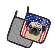 Load image into Gallery viewer, American Flag and Fawn Pug Pot Holders - Set of 2 - Heat-Resistant Kitchen Essentials BB2192PTHD