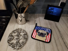 Load image into Gallery viewer, American Flag and Fawn Pug Pot Holders - Set of 2 - Heat-Resistant Kitchen Essentials BB2192PTHD