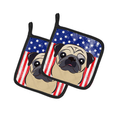 Load image into Gallery viewer, American Flag and Fawn Pug Pot Holders - Set of 2 - Heat-Resistant Kitchen Essentials BB2192PTHD