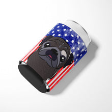 Load image into Gallery viewer, American Flag and Black Pug Can or Bottle Hugger BB2193CC