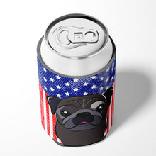 Load image into Gallery viewer, American Flag and Black Pug Can or Bottle Hugger BB2193CC