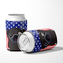 Load image into Gallery viewer, American Flag and Black Pug Can or Bottle Hugger BB2193CC