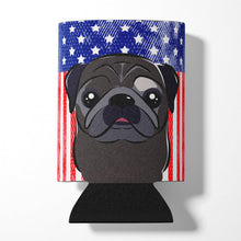 Load image into Gallery viewer, American Flag and Black Pug Can or Bottle Hugger BB2193CC